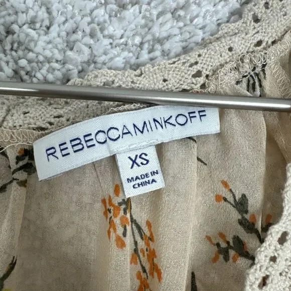 Rebecca Minkoff XS Floral Print Sheer Cold Shoulder Bell Sleeve Blouse Top - Picture 3 of 11